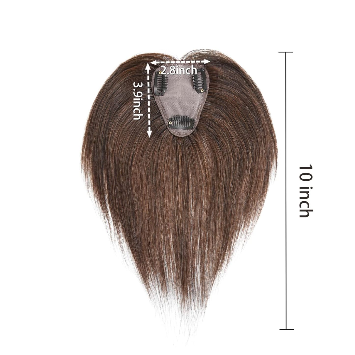 Meiverah Handmade Human Hair Middle Part Clip In Toupee No Bangs Seamless Natural Topper Breathable Mesh Base Women Thickening Hairpiece (Medium Brown/Swissnet)